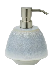 Handgefertigter Design Seifenspender „Figo“ 450 ml aus Keramik, Eisblau Aquanova