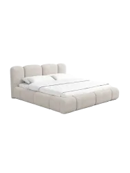 Design Polsterbett „Flora“ mit Ablagefach, Bouclé Toffee BLOOMINGLOFT Collection