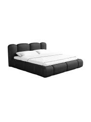 Design Polsterbett „Flora“ mit Ablagefach, Kunstleder Schwarz BLOOMINGLOFT Collection
