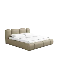Design Polsterbett „Flora“ mit Ablagefach, Kunstleder Beige dunkel BLOOMINGLOFT Collection