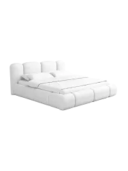 Design Polsterbett „Flora“ mit Ablagefach, Kunstleder Weiss BLOOMINGLOFT Collection
