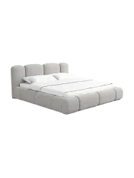 Design Polsterbett „Flora“ mit Ablagefach, Webstoff Hellgrau Strukturstoff Hellgrau BLOOMINGLOFT Collection