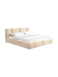 Design Polsterbett „Flora“ mit Ablagefach, Samt Beige BLOOMINGLOFT Collection