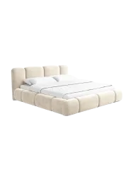 Design Polsterbett „Flora“ mit Ablagefach, Samt Cream BLOOMINGLOFT Collection