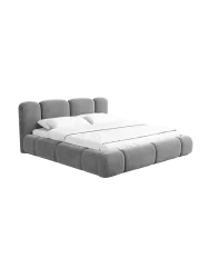 Design Polsterbett „Flora“ mit Ablagefach, Samt Grau BLOOMINGLOFT Collection