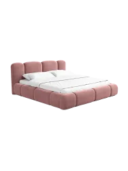 Design Polsterbett „Flora“ mit Ablagefach, Samt Lachsrosa BLOOMINGLOFT Collection