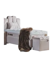 Premium Einzel Boxspringbett „Jazzlyn“ inkl. Matratze & Topper Light Beige  90 x 200 cm ABC Bedding