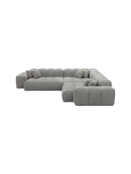 5-Sitzer Design Ecksofa „Kiano“ mit Strukturstoff-Bezug Strukturstoff Grau BLOOMINGLOFT Collection