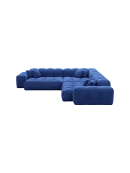 5-Sitzer Design Ecksofa „Kiano“ mit Samtbezug Samtbezug Königsblau BLOOMINGLOFT Collection