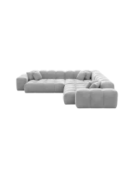 5-Sitzer Design Ecksofa „Kiano“ mit Samtbezug Samtbezug Hellgrau BLOOMINGLOFT Collection