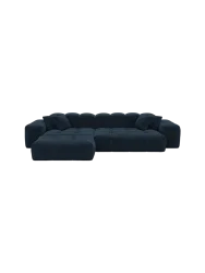 4-Sitzer Design Ecksofa „Kiano“, Cordsamt Cordsamt Dunkelblau BLOOMINGLOFT Collection