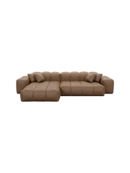 4-Sitzer Design Echtleder Ecksofa „Kiano“ Echtleder Choco Brown BLOOMINGLOFT Collection