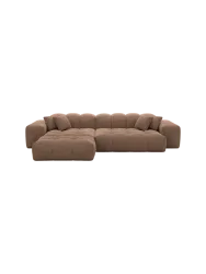 4-Sitzer Design Ecksofa „Kiano“ mit Strukturstoff-Bezug Strukturstoff Braun BLOOMINGLOFT Collection