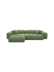 4-Sitzer Design Ecksofa „Kiano“ mit Strukturstoff-Bezug Strukturstoff Grün BLOOMINGLOFT Collection
