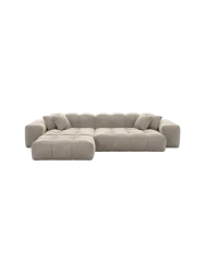 4-Sitzer Design Ecksofa „Kiano“ mit Samtbezug Samtbezug Beige dunkel BLOOMINGLOFT Collection