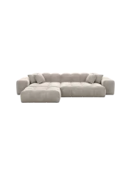 4-Sitzer Design Ecksofa „Kiano“ mit Samtbezug Samtbezug Sand BLOOMINGLOFT Collection