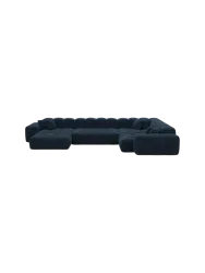 6-Sitzer Design Panorama-Sofa „Kiano XL“, Cordsamt Cordsamt Dunkelblau BLOOMINGLOFT Collection