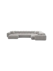 6-Sitzer Design Panorama-Sofa „Kiano XL“, Cordsamt Cordsamt Hellgrau BLOOMINGLOFT Collection