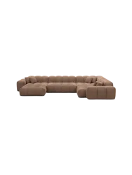 6-Sitzer Design Panorama-Sofa „Kiano XL“ mit Strukturstoff-Bezug Strukturstoff Braun BLOOMINGLOFT Collection