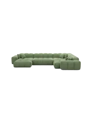 6-Sitzer Design Panorama-Sofa „Kiano XL“ mit Strukturstoff-Bezug Strukturstoff Grün BLOOMINGLOFT Collection