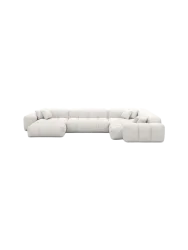 6-Sitzer Design Panorama-Sofa „Kiano XL“ mit Strukturstoff-Bezug Strukturstoff Weiss BLOOMINGLOFT Collection