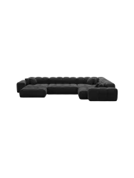 6-Sitzer Design Panorama-Sofa „Kiano XL“ mit Samtbezug Samtbezug Schwarz BLOOMINGLOFT Collection