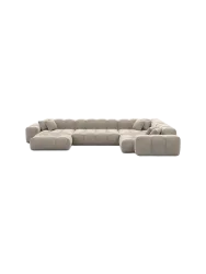 6-Sitzer Design Panorama-Sofa „Kiano XL“ mit Samtbezug Samtbezug Beige dunkel BLOOMINGLOFT Collection