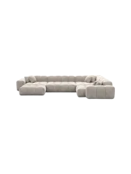 6-Sitzer Design Panorama-Sofa „Kiano XL“ mit Samtbezug Samtbezug Sand BLOOMINGLOFT Collection
