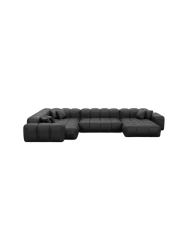 6-Sitzer Design Echtleder Panorama-Sofa „Kiano XL“ Echtleder Schwarz BLOOMINGLOFT Collection