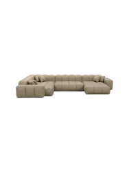 6-Sitzer Design Echtleder Panorama-Sofa „Kiano XL“ Echtleder Dark Beige BLOOMINGLOFT Collection