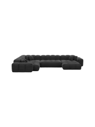 6-Sitzer Design Panorama-Sofa „Kiano XL“ mit Strukturstoff-Bezug Strukturstoff Schwarz BLOOMINGLOFT Collection