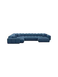 6-Sitzer Design Panorama-Sofa „Kiano XL“ mit Strukturstoff-Bezug Strukturstoff Dunkelblau BLOOMINGLOFT Collection
