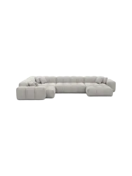 6-Sitzer Design Panorama-Sofa „Kiano XL“ mit Strukturstoff-Bezug Strukturstoff Hellgrau BLOOMINGLOFT Collection