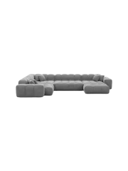 6-Sitzer Design Panorama-Sofa „Kiano XL“ mit Samtbezug Samtbezug Dunkelgrau BLOOMINGLOFT Collection