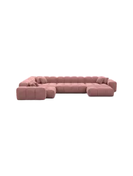 6-Sitzer Design Panorama-Sofa „Kiano XL“ mit Samtbezug Samtbezug Lachsrosa BLOOMINGLOFT Collection