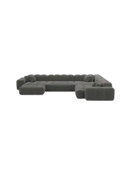 7-Sitzer Design Panorama-Sofa „Kiano XXL“, Cordsamt Cordsamt Dunkelgrau BLOOMINGLOFT Collection