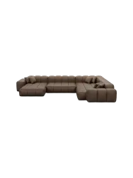 7-Sitzer Design Echtleder Panorama-Sofa „Kiano XXL“ Echtleder Dark Brown BLOOMINGLOFT Collection