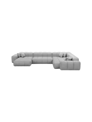 7-Sitzer Design Echtleder Panorama-Sofa „Kiano XXL“ Echtleder Light Grey BLOOMINGLOFT Collection