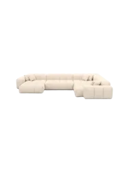 7-Sitzer Design Panorama-Sofa „Kiano XXL“ mit Strukturstoff-Bezug Strukturstoff Cream BLOOMINGLOFT Collection