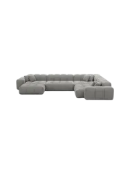 7-Sitzer Design Panorama-Sofa „Kiano XXL“ mit Strukturstoff-Bezug Strukturstoff Grau BLOOMINGLOFT Collection