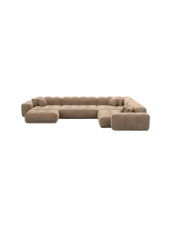 7-Sitzer Design Panorama-Sofa „Kiano XXL“ mit Samtbezug Samtbezug Braun BLOOMINGLOFT Collection