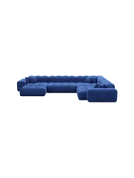 7-Sitzer Design Panorama-Sofa „Kiano XXL“ mit Samtbezug Samtbezug Königsblau BLOOMINGLOFT Collection