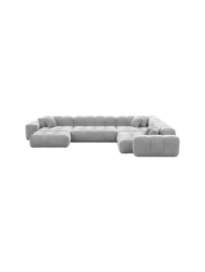 7-Sitzer Design Panorama-Sofa „Kiano XXL“ mit Samtbezug Samtbezug Hellgrau BLOOMINGLOFT Collection