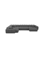 7-Sitzer Design Panorama-Sofa „Kiano XXL“ mit Bouclé-Bezug Bouclé Graphit BLOOMINGLOFT Collection