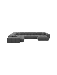 7-Sitzer Design Panorama-Sofa „Kiano XXL“ mit Strukturstoff-Bezug Strukturstoff Anthrazit BLOOMINGLOFT Collection