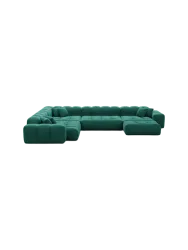 7-Sitzer Design Panorama-Sofa „Kiano XXL“ mit Samtbezug Samtbezug Grün BLOOMINGLOFT Collection
