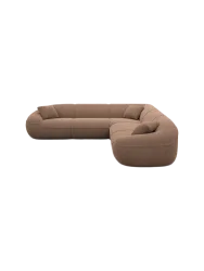 5-Sitzer Design Ecksofa „Kitana“ mit Strukturstoff-Bezug Strukturstoff Braun BLOOMINGLOFT Collection
