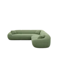 5-Sitzer Design Ecksofa „Kitana“ mit Strukturstoff-Bezug Strukturstoff Grün BLOOMINGLOFT Collection