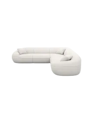 5-Sitzer Design Ecksofa „Kitana“ mit Strukturstoff-Bezug Strukturstoff Weiss BLOOMINGLOFT Collection