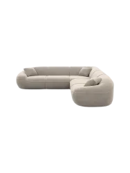 5-Sitzer Design Ecksofa „Kitana“ mit Samtbezug Samtbezug Beige dunkel BLOOMINGLOFT Collection
